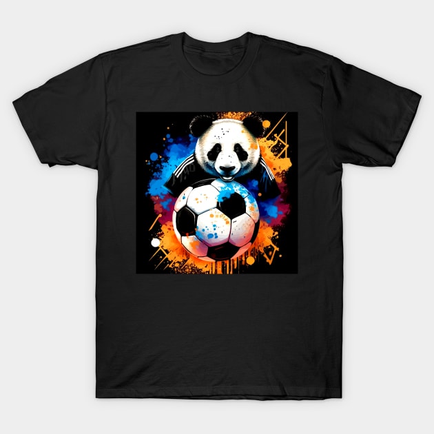 Panda Soccer Player - Soccer Futball Football - Graphiti Art Graphic Paint T-Shirt by MaystarUniverse